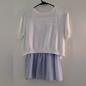 English Factory White and Light Blue Layered Blouse